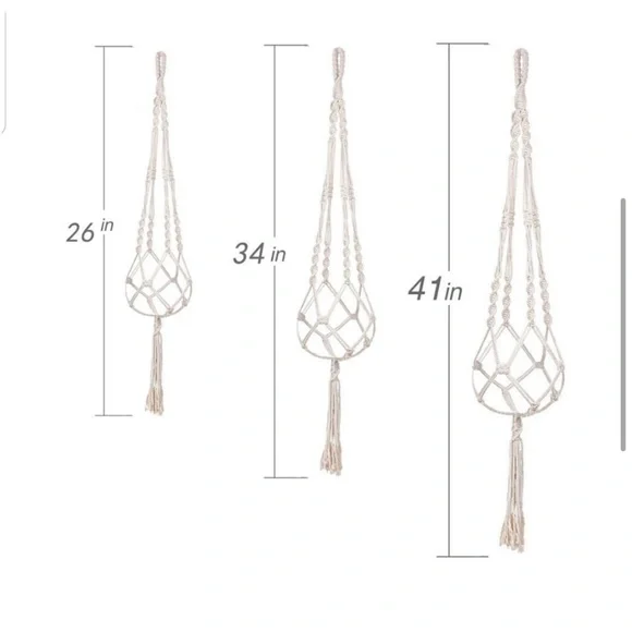 🆕3pc Modern BÖHÖ Macramé Plant Hangers Uniquely Hand Crafted [Indoors/Outdoors]
